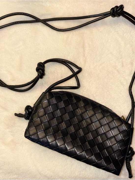Handbags - Black Woven Leather Crossbody Bag